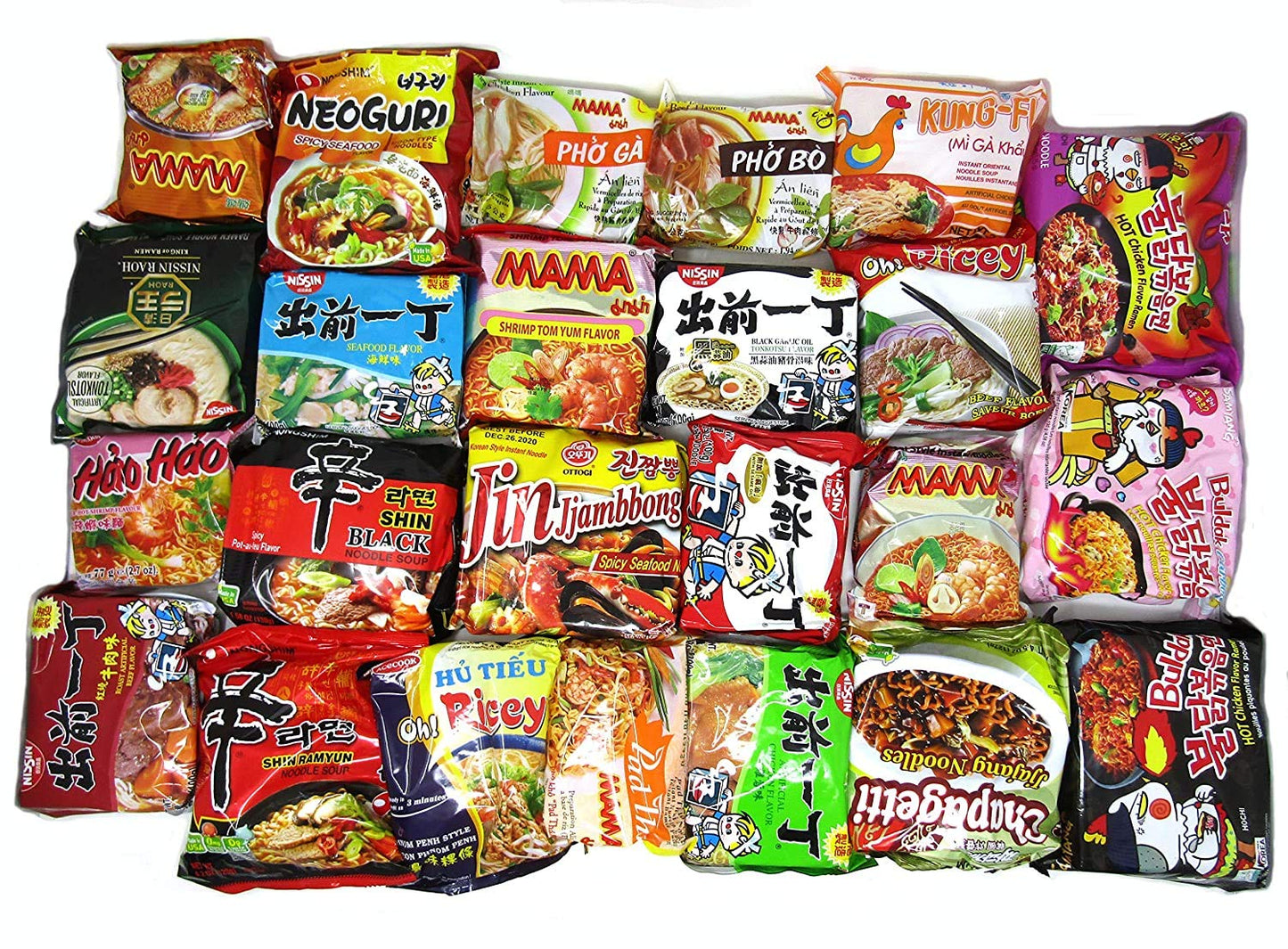 Asian Instant Ramen Variety Pack: 15 Assorted Noodles with Chopsticks & Fortune Cookie Bonus!