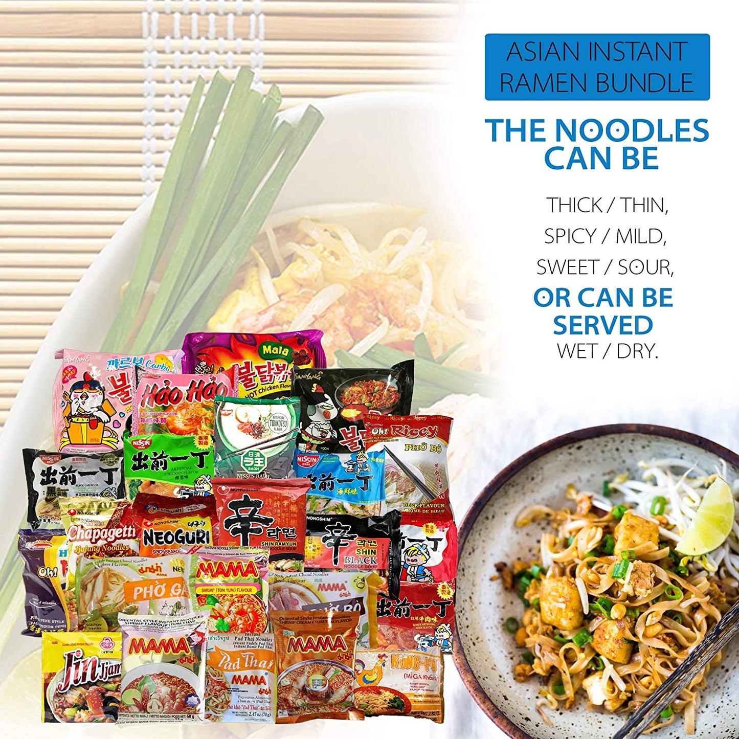 Asian Instant Ramen Variety Pack: 15 Assorted Noodles with Chopsticks & Fortune Cookie Bonus!