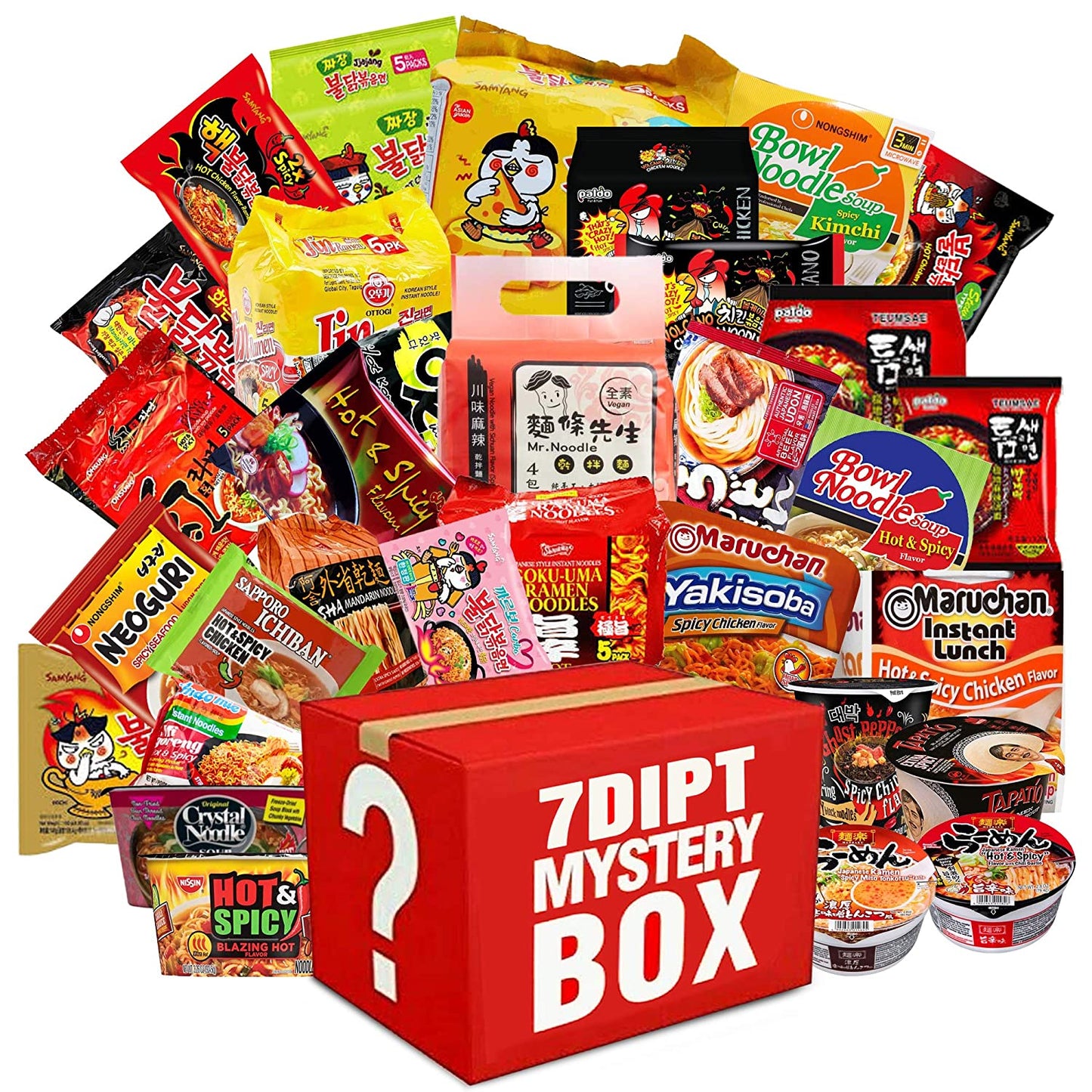 Hot & Spicy Asian Ramen Pack: 15-Pack Assorted Instant Noodles with Fortune Cookie & Chopsticks Bonus!