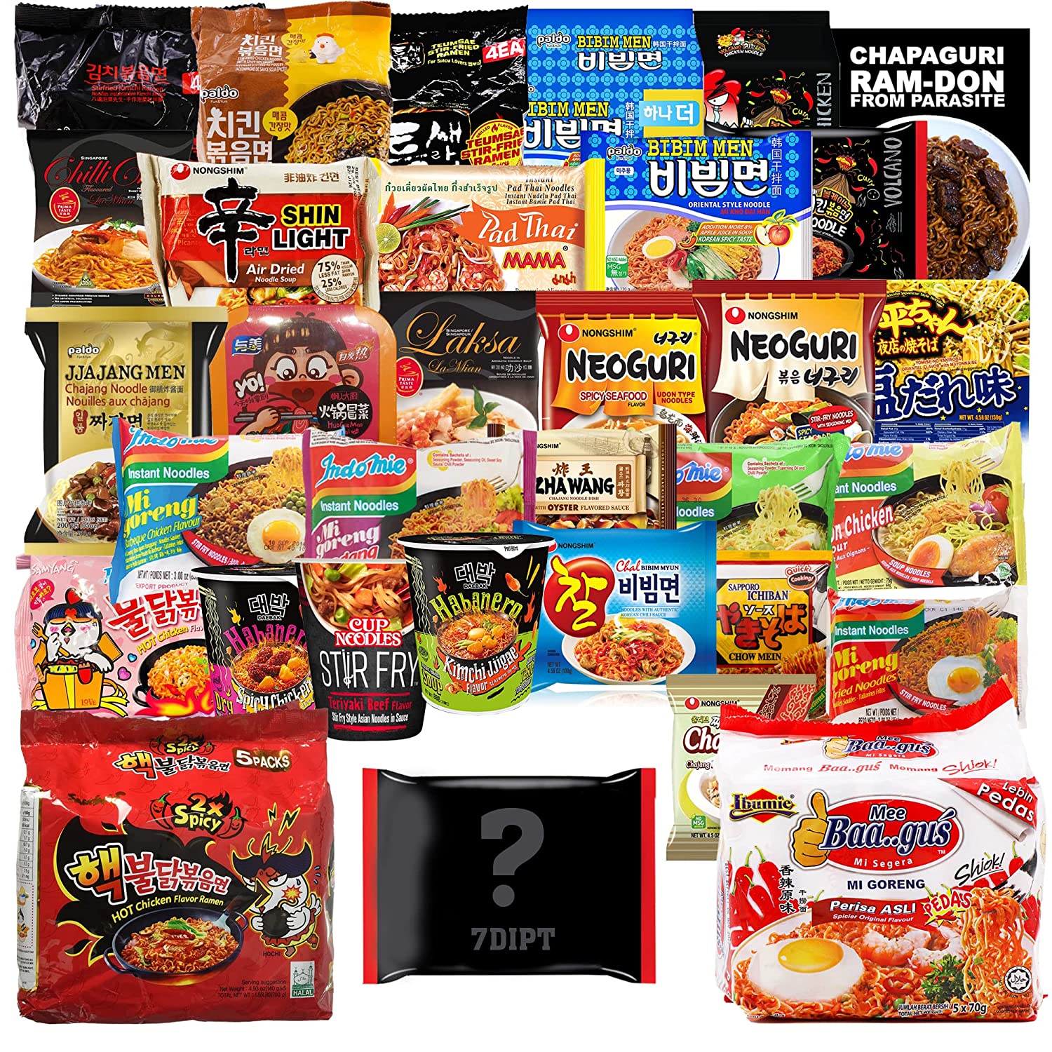 Mystery Asian Dry Ramen Selection: 15-Pack Variety with Fortune Cookie & Chopsticks Bonus!